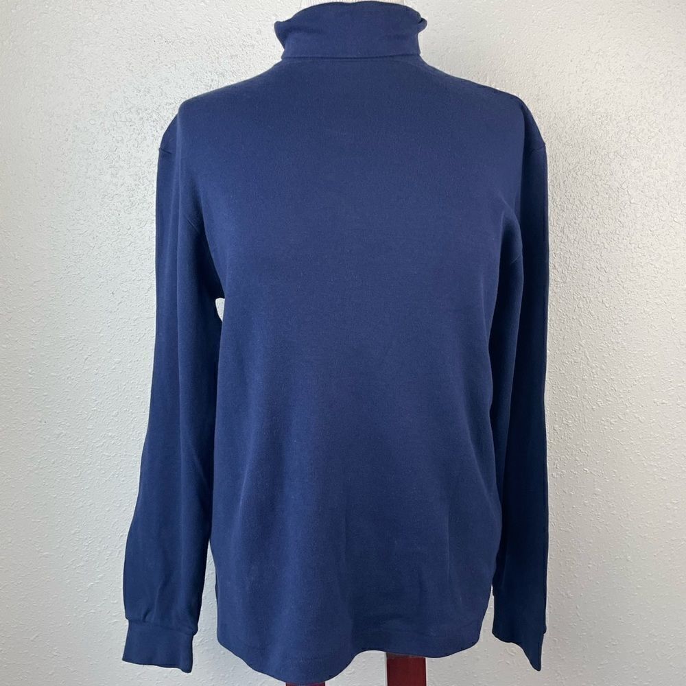 Cross Creek Blue Long Sleeve Turtleneck Top Size L EUC